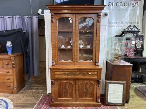 Victorian mahogany secretaire bookcase