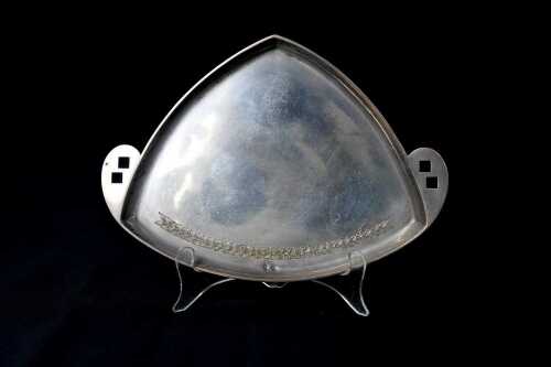 Antique Austro-Hungarian 800 silver triangular form tray, weight 189g