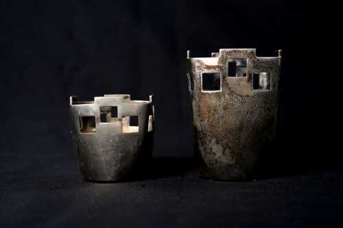 Two antique Austro-Hungarian 800 silver vases, weight 139g