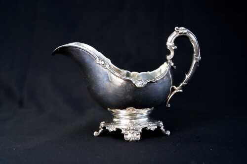Victorian English sterling silver sauce boat, 1846, weight 422g