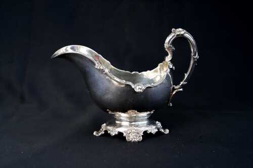 Victorian English sterling silver sauce boat, 1846, weight 383g