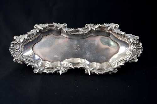 George IV English sterling silver wick trimmer tray, 1828, weight 421g