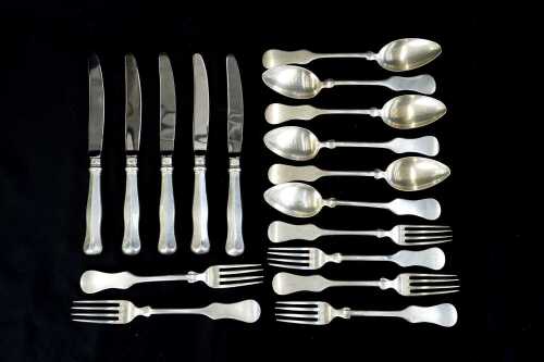Antique Austro-Hungarian 800 silver cutlery setting for six, weight excluding knives 1035g