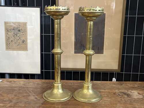 Pair of cast brass candlesticks