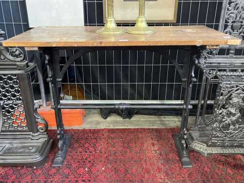 Oak and cast-iron hall table