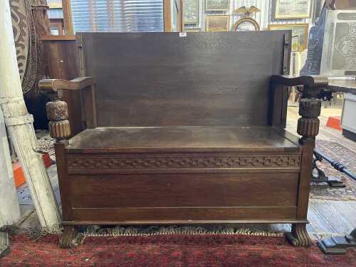 Antique oak monk's seat