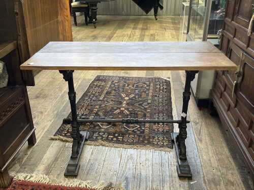 Oak and cast-iron hall table