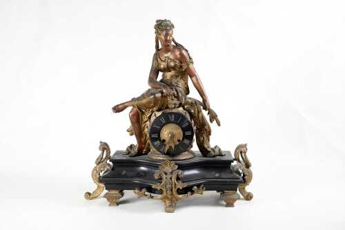 Antique French gilt figural mantel clock