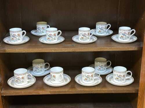 Wedgwood Kutani Crane set of tea and coffee duos