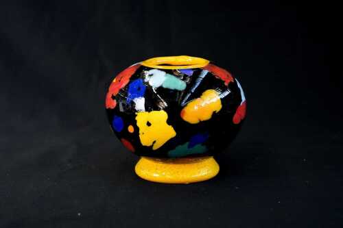 Colin Heaney, hand-blown multi-coloured art glass vase