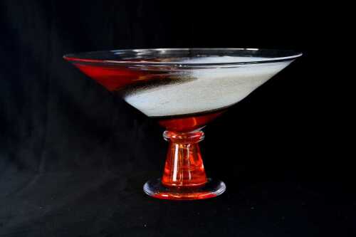 Kosta Boda swirl art glass footed bowl