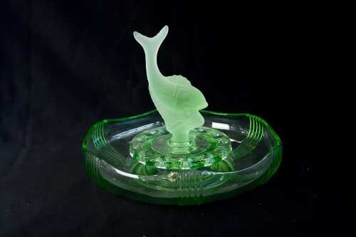 Art Deco Czech uranium glass centrepiece bowl