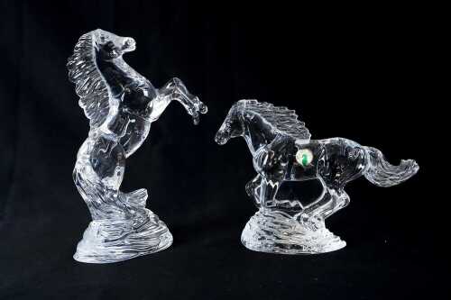 Two Waterford crystal horse figures