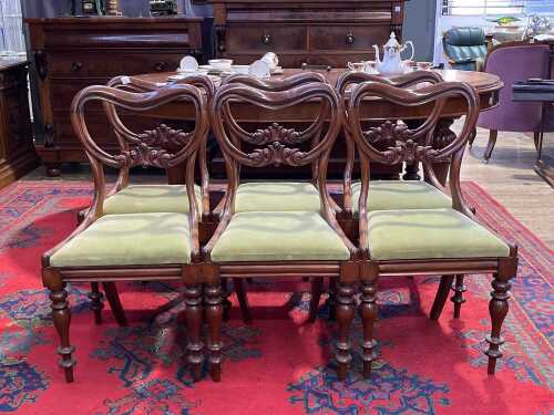 Set of six Victorian mahogany saddleback dining chairs