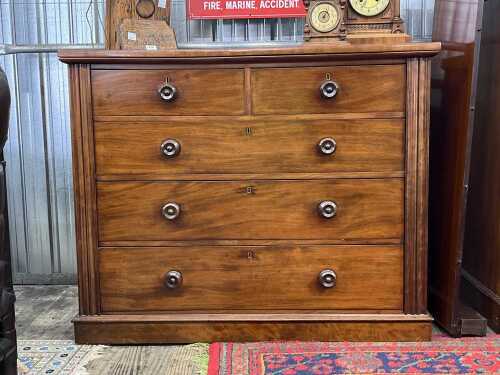 Victorian mahogany chest of five drawers