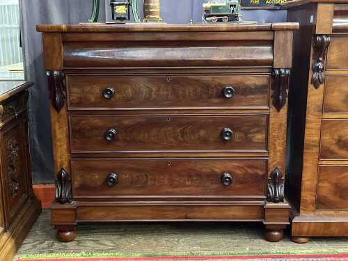 Victorian flame mahogany chest of four drawers