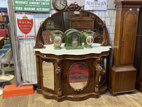 Victorian burr walnut serpentine credenza