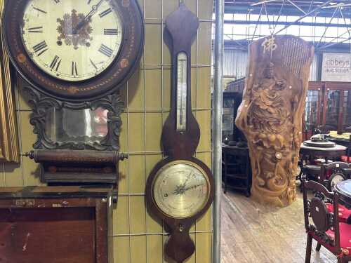 Antique mercury dial barometer with rosewood case