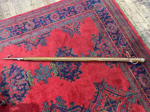 Antique laminated timber boat hook with brass fitting