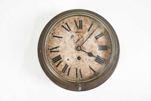 Antique English brass ship's clock