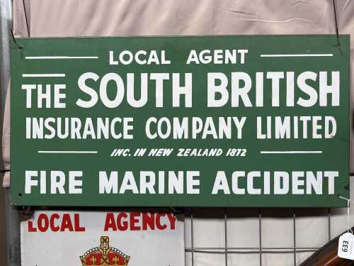 A vintage South British Insurance Company Limited enamel sign