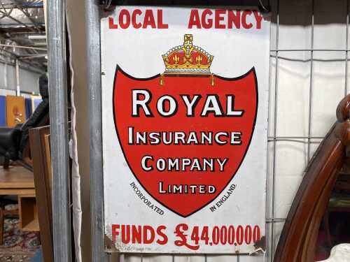 A vintage Royal Insurance Company Limited enamel sign.