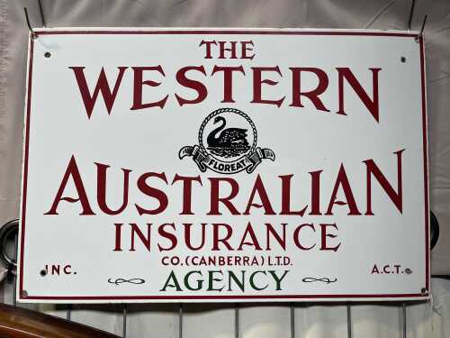 A vintage Western Australian Insurance Co enamel sign.