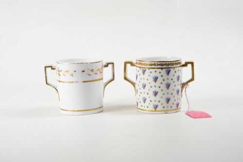 Two late 18th/early 19th century Royal Crown Derby twin handled cups