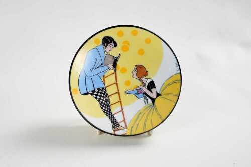 Henri Delcourt Boulogne-Sur-Mer hand painted Art Deco Trinket box