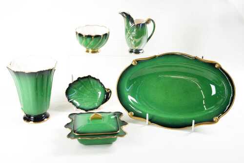 Group of Carlton Ware Vert Royale porcelain pieces