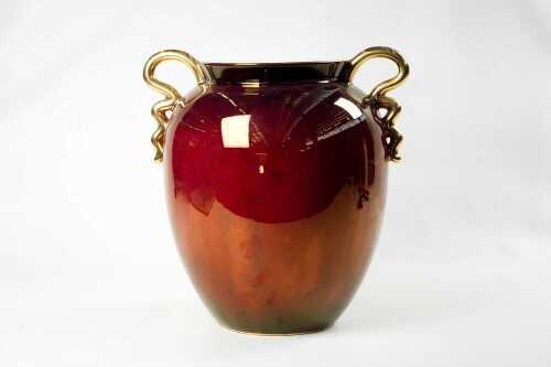 A Carlton Ware Rouge Royale twin-handled porcelain vase