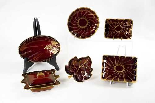 Group of Carlton Ware Rouge Royale porcelain pieces