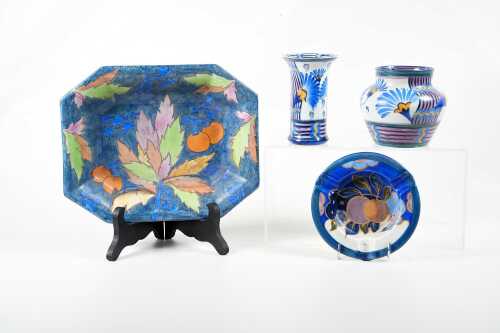 Four pieces of Carlton Ware Handcraft Art Deco porcelain pieces