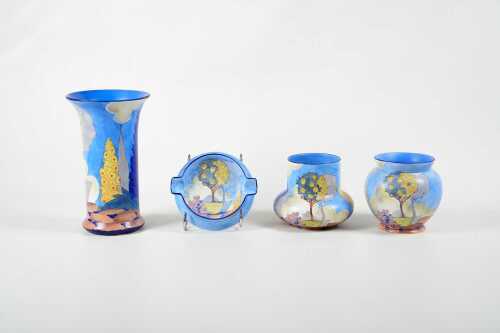 Four Carlton Ware Handcraft Art Deco porcelain pieces