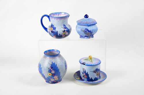 Four Carlton Ware Handcraft Art Deco porcelain pieces