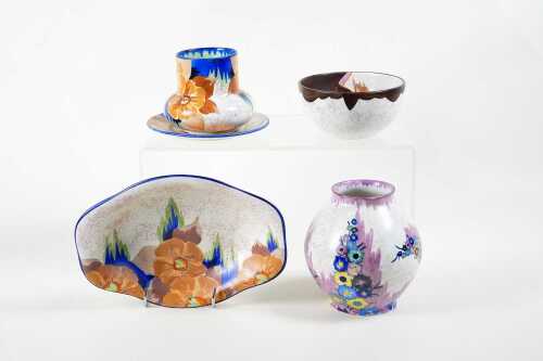 Five Carlton Ware Handcraft Art Deco porcelain pieces