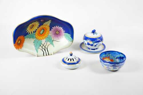 Four Carlton Ware Handcraft Art Deco porcelain pieces