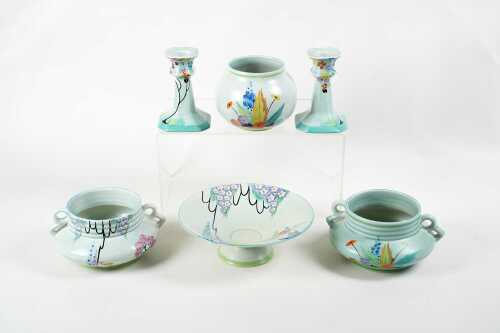 Group of Carlton Ware Handcraft Art Deco porcelain