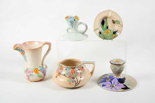 Five Carlton Ware Handcraft porcelain pieces