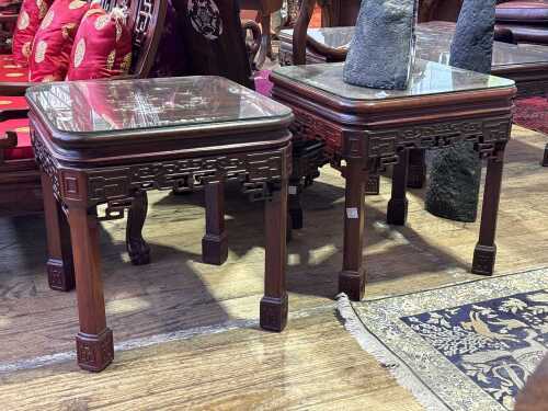 Pair of Chinese hongmu side tables