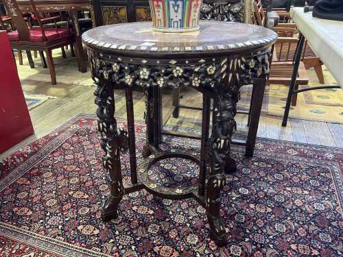 Oriental mother of pearl inlaid rosewood occasional table