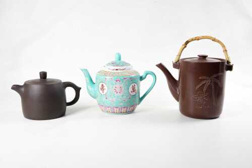 Three oriental tea pots