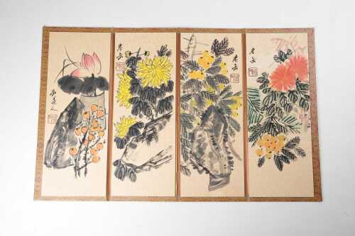 Attributed to Changshuo Wu (1844-1927), an album of four ink paintings