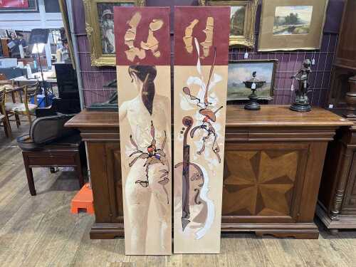 Vincent Ko (1959-), untitled diptych. Acrylic and mixed media on canvas