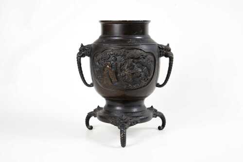 Japanese bronzed spelter Ikebana vase