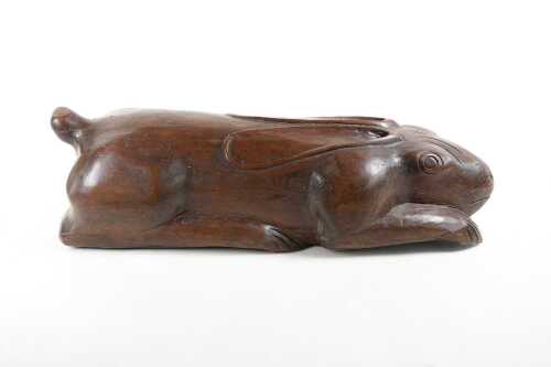 Vintage oriental carved timber hare