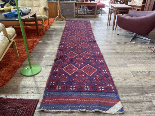 Afghan handmade half kilim half carpet runner