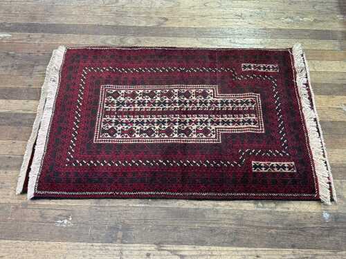 Afghan handmade wool prayer rug