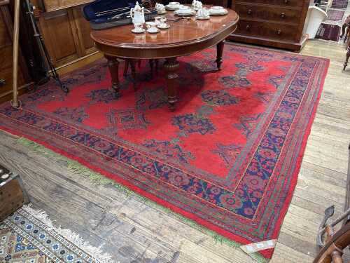 Antique Turkish Oushak handwoven rug