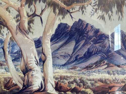 Albert Namatjira framed print of Mt Burnt range